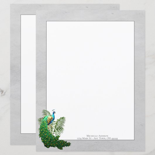 Vibrant Peacock | Papier voor grijs papier (Voorkant / Achterkant)