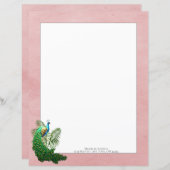 Vibrant Peacock | Roze papieren blad (Voorkant / Achterkant)
