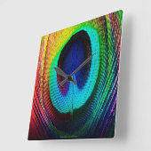 Vibrant-peacocokeer Vierkante Klok (Hoek)