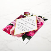 Vibrant Peonies Diamond Floral Lijst Weddenschap G Folie Uitnodiging (Gedraaid)