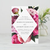 Vibrant Peonies Diamond Floral Lijst Wedding Kaart (Staand voorkant)