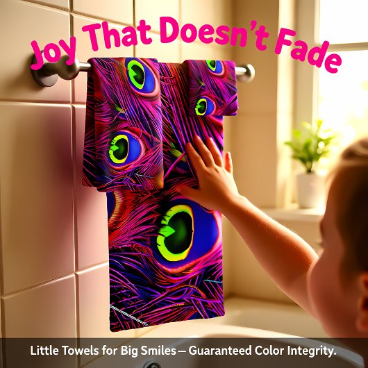 Vibrant personaliseert Peacock paarse veren Bad Handdoek