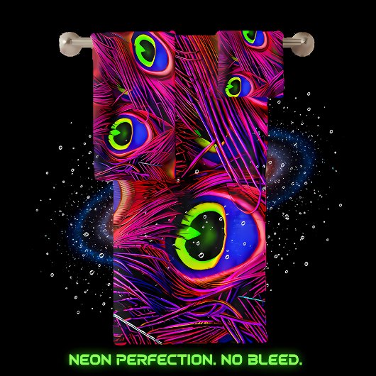 Vibrant personaliseert Peacock paarse veren Bad Handdoek