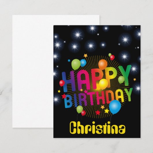 Vibrant Personalized Birthday Kaart (Voorkant / Achterkant)