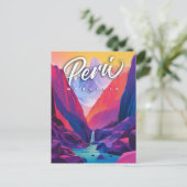 Vibrant Peru Mountain: een hedendaagse reis Briefkaart (Staand voorkant)