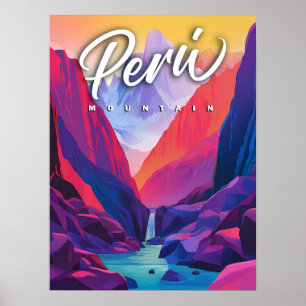 Vibrant Peru Mountain: een hedendaagse reis Poster