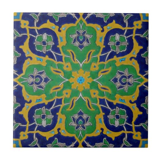 Vibrant Perzisch Antiek Reproduction Ceramic TIle Tegeltje (Voorkant)