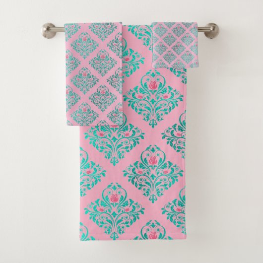 VIBRANT PINK AQUA LUXURY HAMPTON TOWEL SET BAD HANDDOEK (Insitu)