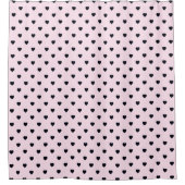VIBRANT PINK BLACK HEART PATTERN SHOWER CURTATION DOUCHEGORDIJN (Voorkant)