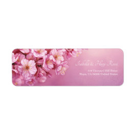 Vibrant Pink Blossom Textured Rose Botanical Etiket