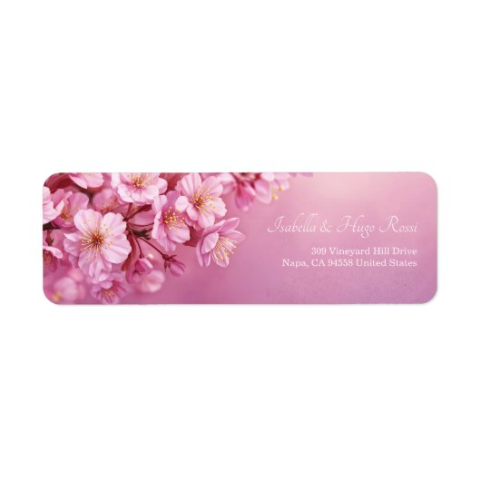 Vibrant Pink Blossom Textured Rose Botanical Etiket (Voorkant)