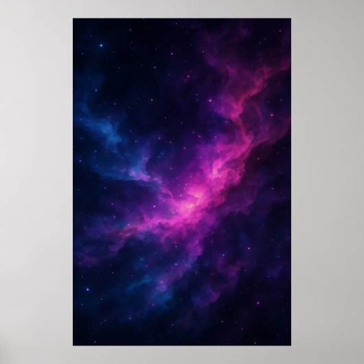 Vibrant Pink & Blue Galaxy Nebula – Deep Space Poster (Voorkant)