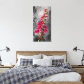 Vibrant Pink Bougainvillea Over Grayscale Textured Canvas Afdruk (Insitu (Slaapkamer))