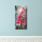 Vibrant Pink Bougainvillea Over Grayscale Textured Canvas Afdruk (Insitu (Houten vloer))