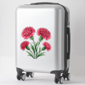 Vibrant Pink Carnations With Green Stems Sticker (Koffer)