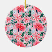 Vibrant Pink Christmas Floral 1 Sided Photo Keramisch Ornament (Achterkant)