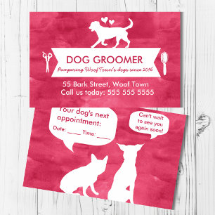 Vibrant Pink Dog Groomer Afspraakherinnering Visitekaartje