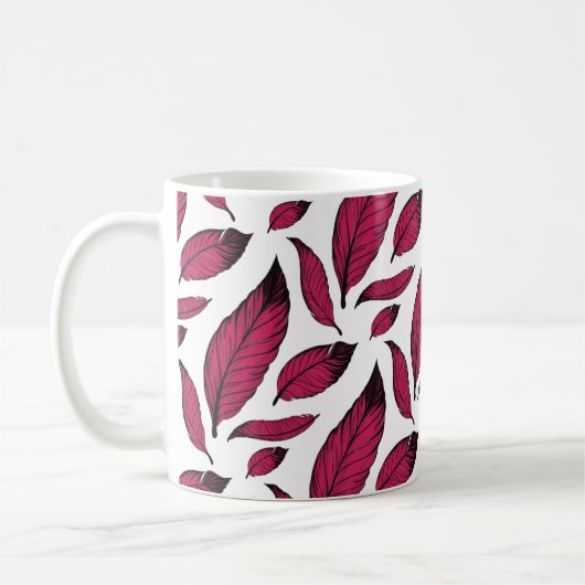 Vibrant Pink Feather Pattern Koffiemok (Links)