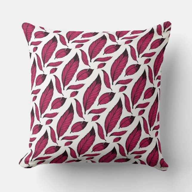 Vibrant Pink Feather Pattern Kussen (Voorkant)