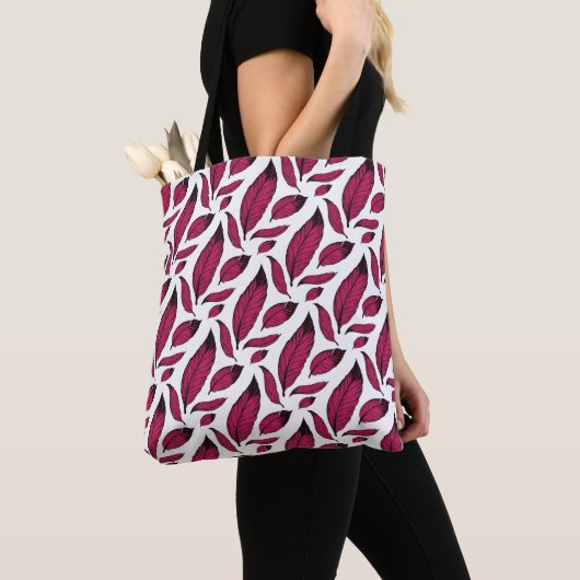 Vibrant Pink Feather Pattern Tote Bag (Dichtbij)