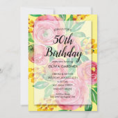 Vibrant Pink Floral Birthday (Voorkant)