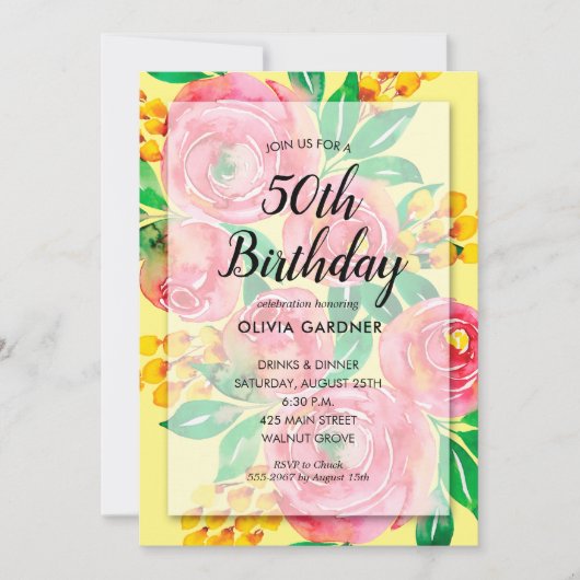 Vibrant Pink Floral Birthday (Voorkant)