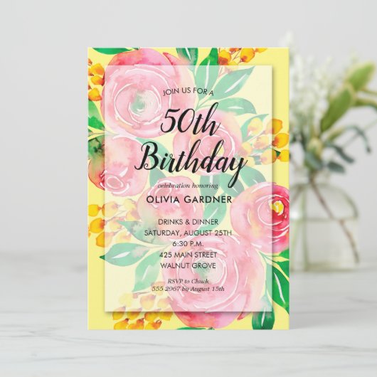Vibrant Pink Floral Birthday (Staand voorkant)