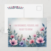 Vibrant Pink Floral Embracing Growth Affirmation Briefkaart (Voorkant / Achterkant)