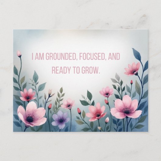 Vibrant Pink Floral Embracing Growth Affirmation Briefkaart (Voorkant)