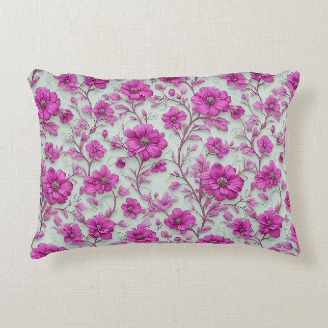 Vibrant Pink Floral Pattern With Magenta Flowers Accent Kussen (Voorkant)
