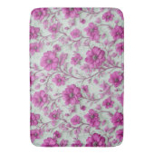 Vibrant Pink Floral Pattern With Magenta Flowers Badmat (Voorkant Verticaal)
