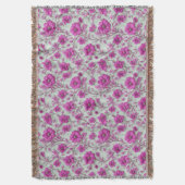 Vibrant Pink Floral Pattern With Magenta Flowers Deken (Voorkant Verticaal)