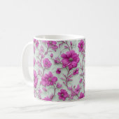 Vibrant Pink Floral Pattern With Magenta Flowers Koffiemok (Voorkant links)