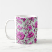 Vibrant Pink Floral Pattern With Magenta Flowers Koffiemok (Links)
