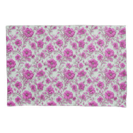 Vibrant Pink Floral Pattern With Magenta Flowers Kussensloop