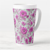 Vibrant Pink Floral Pattern With Magenta Flowers Latte Mok (Rechterhoek)