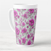 Vibrant Pink Floral Pattern With Magenta Flowers Latte Mok (Linkerhoek)