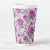 Vibrant Pink Floral Pattern With Magenta Flowers Latte Mok (Voorkant)
