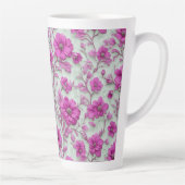 Vibrant Pink Floral Pattern With Magenta Flowers Latte Mok (Rechts)