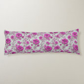 Vibrant Pink Floral Pattern With Magenta Flowers Lichaamskussen (Achterkant)