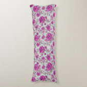 Vibrant Pink Floral Pattern With Magenta Flowers Lichaamskussen (Voorkant Verticaal)