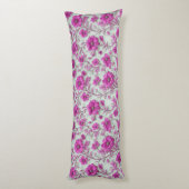 Vibrant Pink Floral Pattern With Magenta Flowers Lichaamskussen (Achterkant (Verticaal))