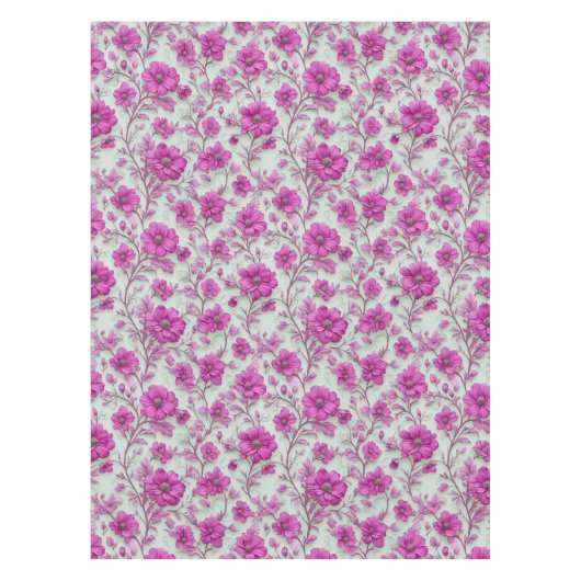 Vibrant Pink Floral Pattern With Magenta Flowers Tafelkleed (Voorkant)