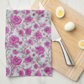 Vibrant Pink Floral Pattern With Magenta Flowers Theedoek (Quarter Fold)