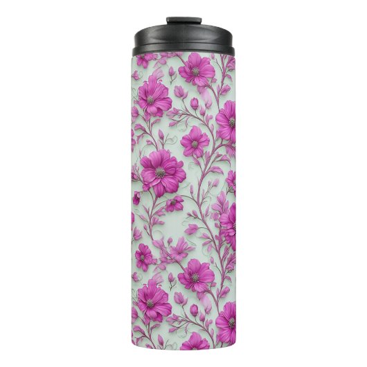 Vibrant Pink Floral Pattern With Magenta Flowers Thermosbeker (Voorkant)