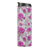 Vibrant Pink Floral Pattern With Magenta Flowers Thermosbeker (Geroteerd rechts)