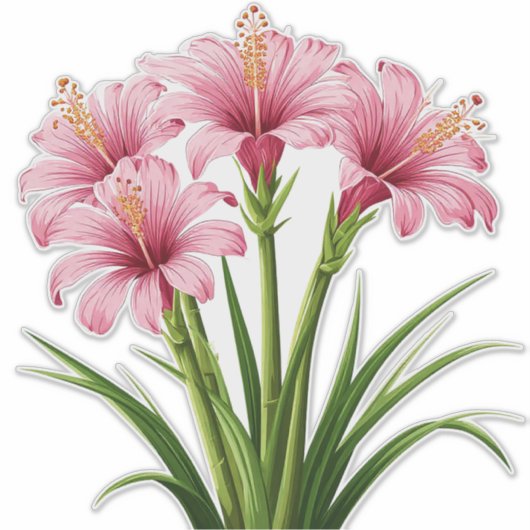 Vibrant Pink Flowers Sticker (Voorkant)