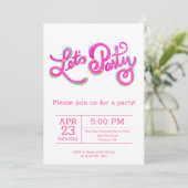 Vibrant Pink Iridescent Let's Party Celebration Kaart (Staand voorkant)