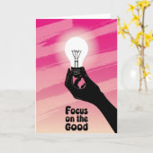 Vibrant Pink Lightbulb Idea Focus on the Good card Kaart (Gele Bloem)