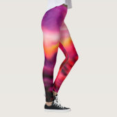 Vibrant Pink Ocean Sunrise Moderne Abstract Leggings (Rechts)